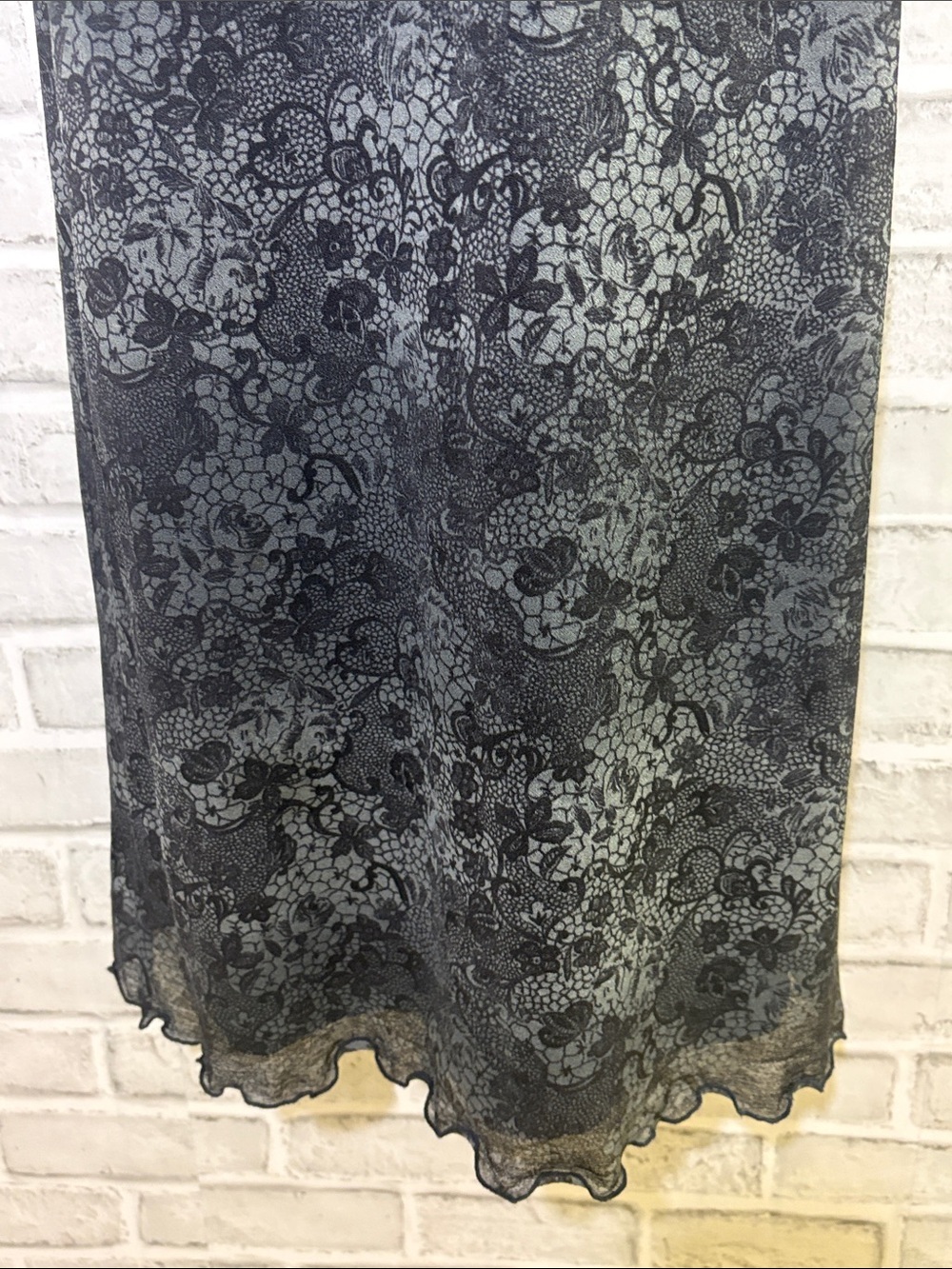 Garage Black Lace Midi Slip Dress with Adjustable Straps, Large - Picture 5 of 7